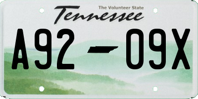 TN license plate A9209X