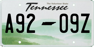 TN license plate A9209Z