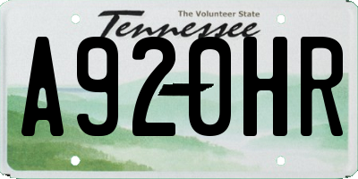 TN license plate A920HR