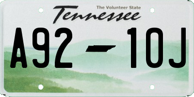 TN license plate A9210J