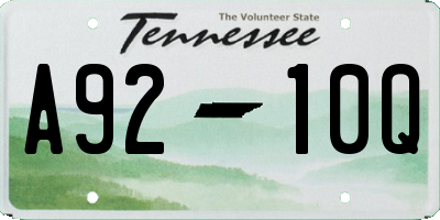 TN license plate A9210Q