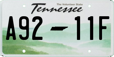 TN license plate A9211F