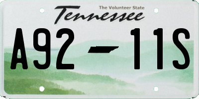 TN license plate A9211S