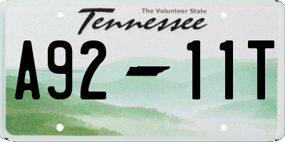 TN license plate A9211T