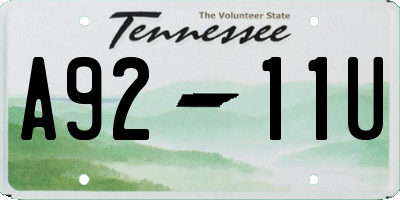 TN license plate A9211U