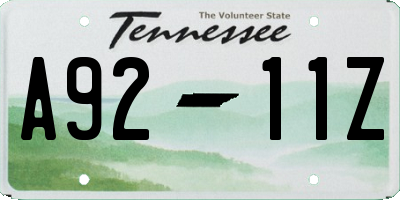 TN license plate A9211Z