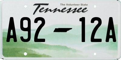 TN license plate A9212A