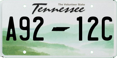 TN license plate A9212C