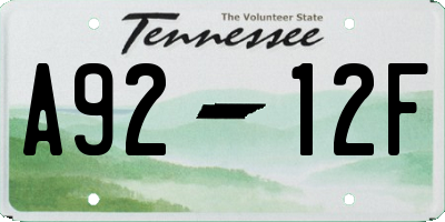 TN license plate A9212F