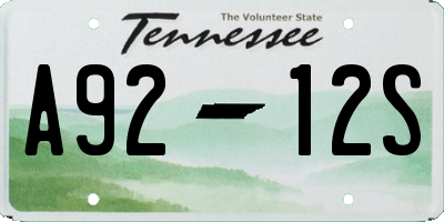 TN license plate A9212S