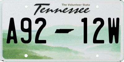 TN license plate A9212W