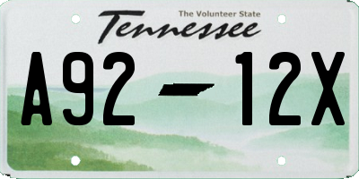TN license plate A9212X