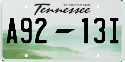 TN license plate A9213I