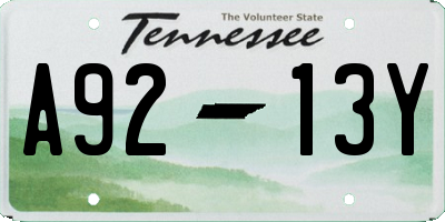 TN license plate A9213Y