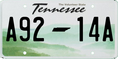 TN license plate A9214A