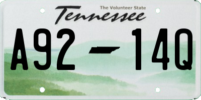TN license plate A9214Q