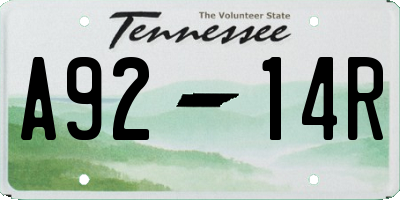 TN license plate A9214R