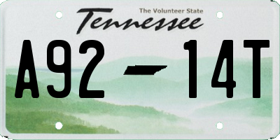 TN license plate A9214T