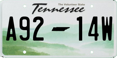 TN license plate A9214W