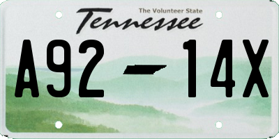 TN license plate A9214X