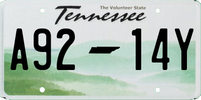 TN license plate A9214Y