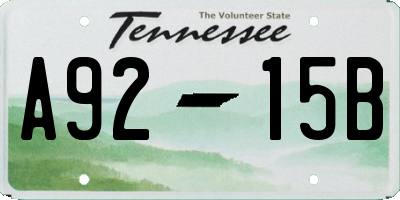 TN license plate A9215B