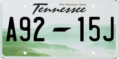 TN license plate A9215J