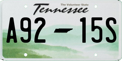 TN license plate A9215S