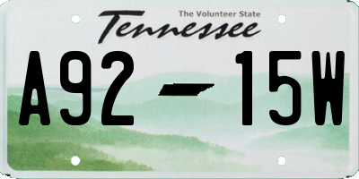 TN license plate A9215W