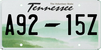 TN license plate A9215Z