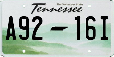 TN license plate A9216I