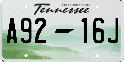 TN license plate A9216J