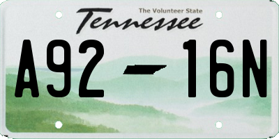 TN license plate A9216N