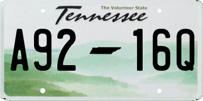 TN license plate A9216Q