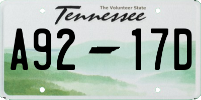 TN license plate A9217D
