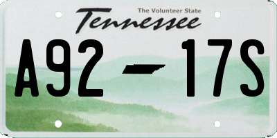 TN license plate A9217S
