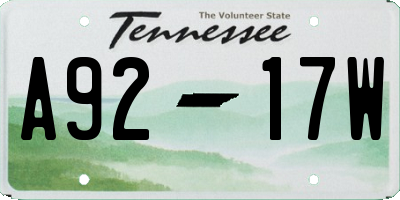 TN license plate A9217W