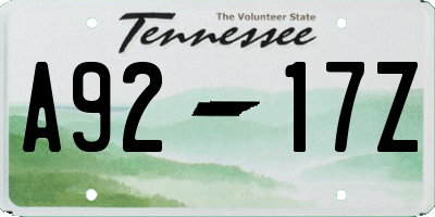 TN license plate A9217Z