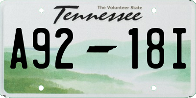 TN license plate A9218I