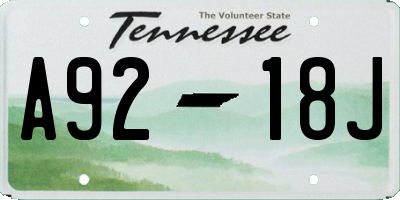 TN license plate A9218J