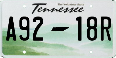 TN license plate A9218R