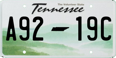 TN license plate A9219C