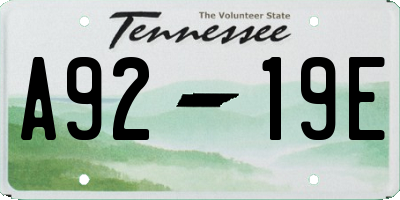 TN license plate A9219E