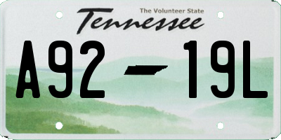 TN license plate A9219L