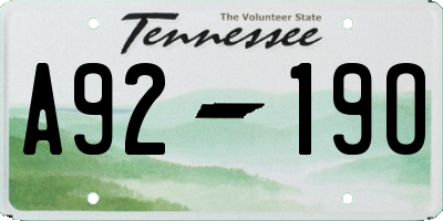 TN license plate A9219O