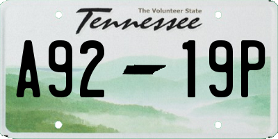 TN license plate A9219P