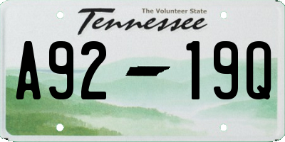 TN license plate A9219Q