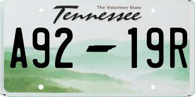 TN license plate A9219R