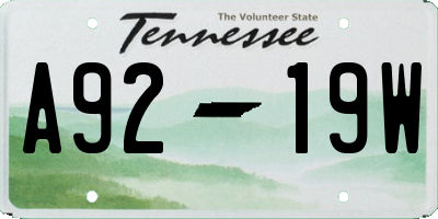 TN license plate A9219W