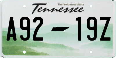 TN license plate A9219Z